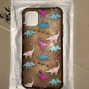 Dinosaur Patterned Phone Case - Brown, Pink, Blue